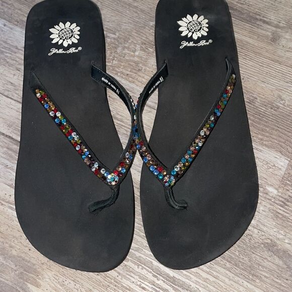 YELLOW BOX JELLOW multi color crystals sz 8.5 - Picture 2 of 9